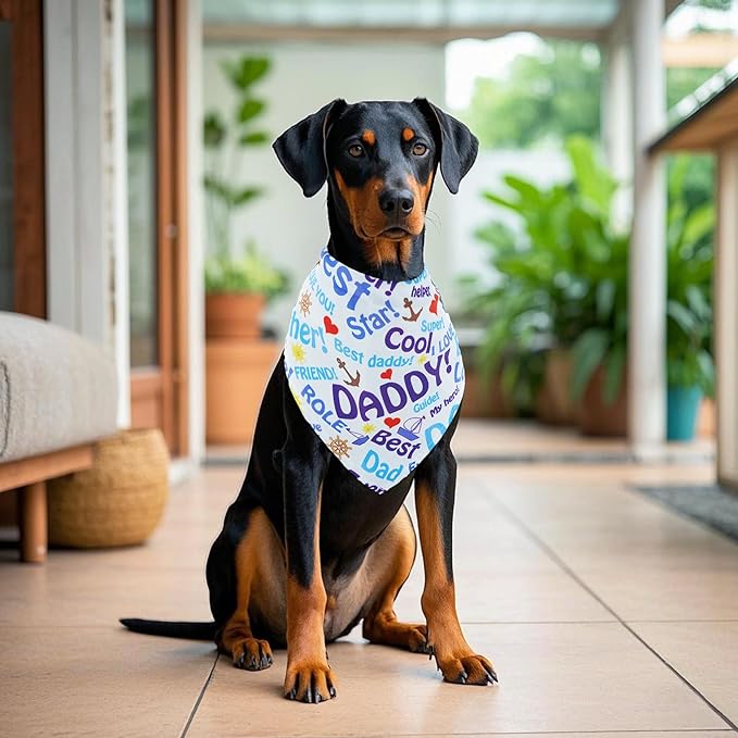 30 Pack Fathers Day Dog Bandanas Bulk for Large Dogs Breed 33 Inch Love Dad Extra Large Dog Bandanas XL Best Dad Dogs Bandana Grooming L