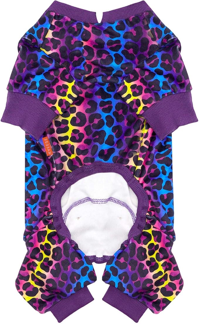 KYEESE Dog Pajamas Velvet Dog Pajamas Large Sized Dogs Soft Dogs Clothes Pjs with Leopard Pattern Stretchy Pet Jammies Coat Comfy Pet Onesie Costume, 3X-Large