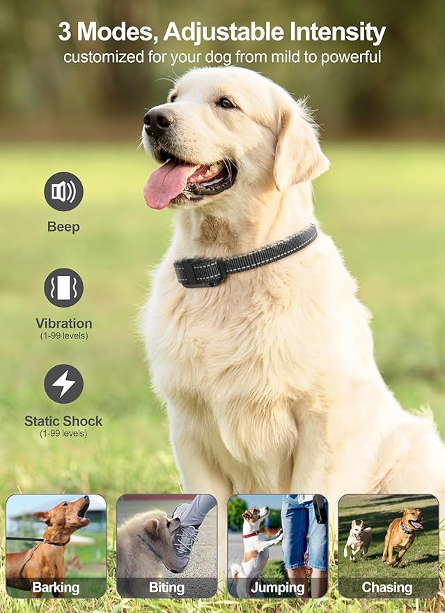 Dog Shock Collar 2 Pack - Dog Training Collar with Remote IP65 Waterproof E Collar for Dogs Training with Shock Vibrate Beep and Light Modes for Small Medium Large Dogs