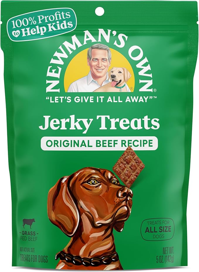 Newman's Own Jerky Treats for Dogs - Original Beef Recipe | Made with Grass Fed Beef | Grain Free | High in Protein | 5 oz Bag (Pack of 6)