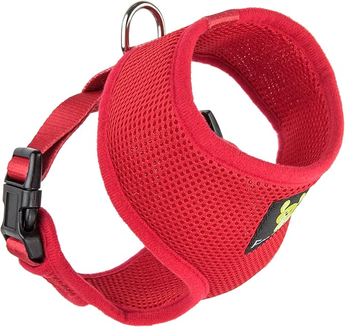 EcoBark Dog Harness - Eco-Friendly Max Comfort Harnesses - Luxurious Soft Mesh Halter - Over The Head Harness Vest- No Pull and No Choke for Extra Small, Toy Breed, and Teacup Dogs (XS, Red)