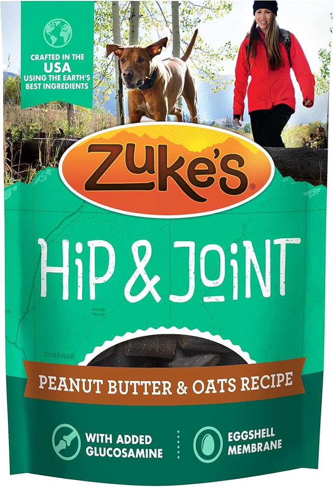 Zuke's Hip and Joint Support Dog Treats for Adult Dogs, Senior Dog Treats Made with Real Peanut Butter and Oats, 16 oz. Resealable Pouch - 16 oz. Bag