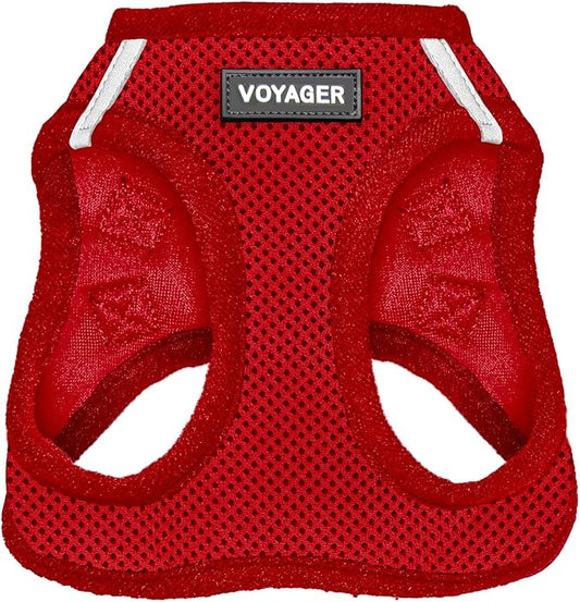 Voyager Step-In Air Dog Harness - All Weather Mesh, Reflective, No Pull Harness for Small, Medium Dogs, Cats - Secure with Hook & Loop Fastener, Buckle, Double D-Rings - Red, XXXS