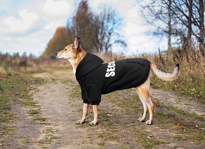 Security Dog Hoodie Dog Sweaters for Large Dogs Soft Brushed Fleece Clothes Hoodie Sweatshirt with Pocket(L)