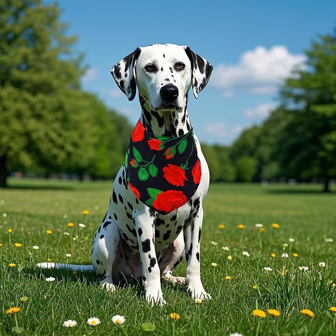 7 Pack Spring Dog Bandanas for Large Dogs Breed 33 Inch XL Summer Flowers Dog Bandana Adjustable Polyester Scarves Grooming L