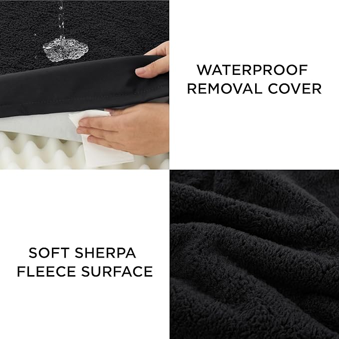 Bedsure Large Dog Bed for Crate - Orthopedic Waterproof Pet Beds with Removable Washable Cover, Egg Crate Foam Crate Mat, Suitable for Pet Up to 50 lbs