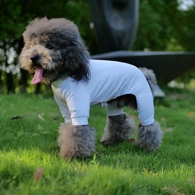 LoveLongLong Dog Jumpsuit with UV Protection and Quick-Dry Fabric for Spring Summer Pet Pajamas White 2XL