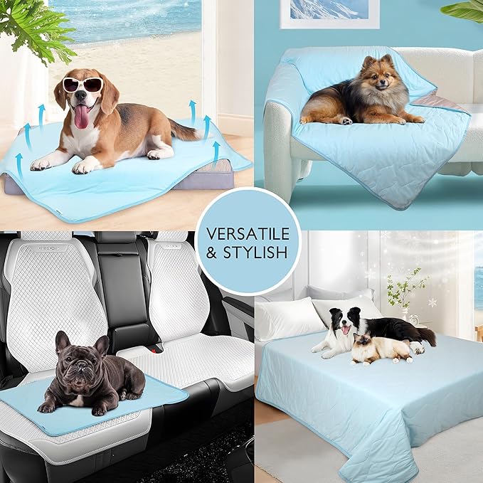 Chicute Cooling Dog Blanket for Sofa - 40x60 Waterproof Pet Blankets for Dog Bed Cover, Slip-Resistant Throw Blanket for Couch Protector, Washable Furniture Cover for Dogs, Cats, Blue