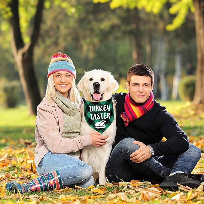 STMK 3 Pack Holiday Dog Bandanas, Halloween Thanksgiving Day Christmas Dog Bandanas Trick or Treat Turkey Taster Merry Christmas Holiday Dog Bandana for Large Dogs Costumes (Large)