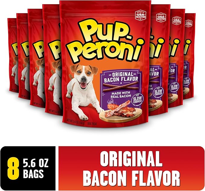 Pup-Peroni Dog Treats, Original Bacon Flavor, 5.6 Ounce (Pack of 8), Made with Real Bacon