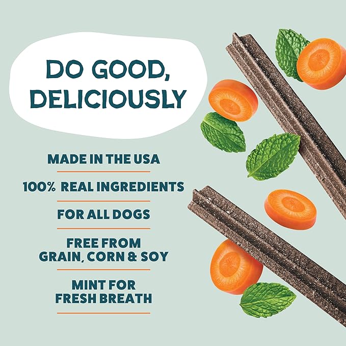 Shameless Pets Dental Treats for Dogs, Carrate Chomp (32 Sticks) - Supports Skin & Coat for Teeth Cleaning & Fresh Breath - Dog Bones Dental Chews Free from Grain, Corn & Soy