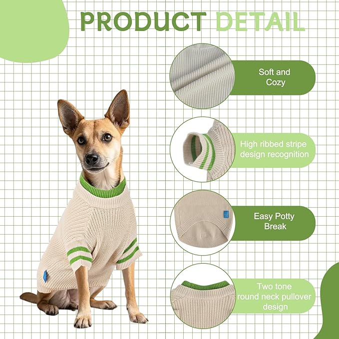 Two Tone Stacked Round Neck Pullover Dog Sweater, Pet Dogs Sweaters, Knitted Dog Clothing,Pet Clothes, Suitable for Dogs of All Seasons and Types(Apricot, s)