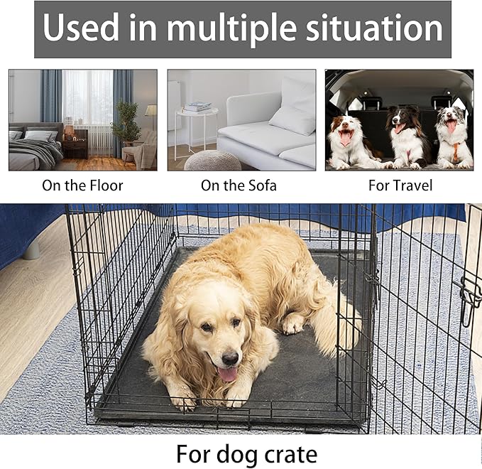 KHONSU PET Dog Bed Mat Crate Pad for Up to 90 lbs Dogs with Reversible Sides for Cold and Hot Seasons, Completely Washable Cushioned Pad 1.1inch Thin Dog Bed