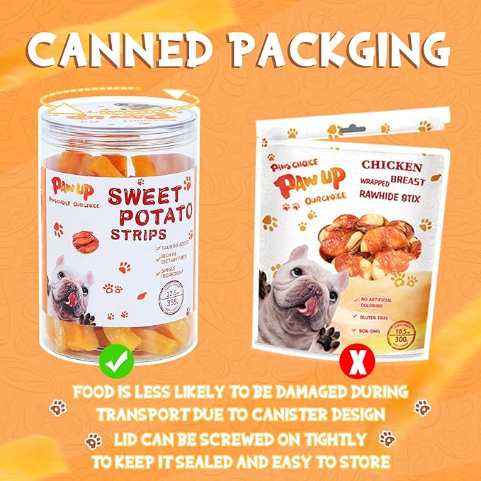 Sweet Potato Dog Treat Soft, Limited Ingredient Dog Treat w/Taurine, Vegan Chew for Small Medium Large Dogs, 12.5oz
