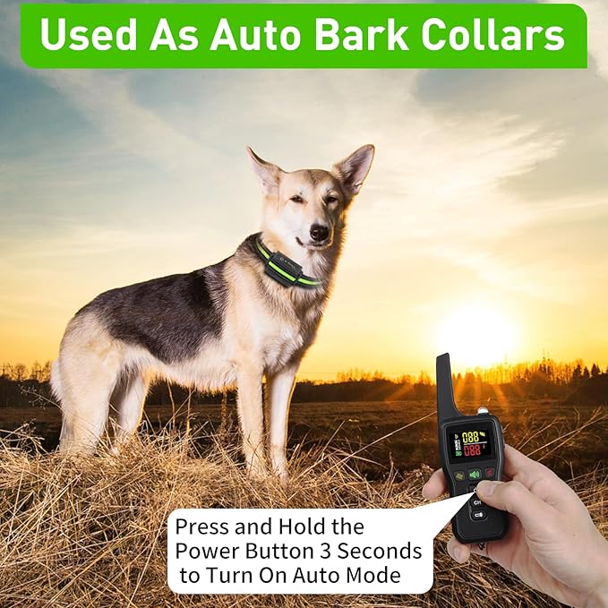 PetJoy Shock Collar for 3 Dogs, Automatic Bark Collar with Remote, Bark and Training Collar 2 in 1, Auto Bark Collar with Beep, Vibration and Shock (Level 1-100) - Remote 3300 Ft