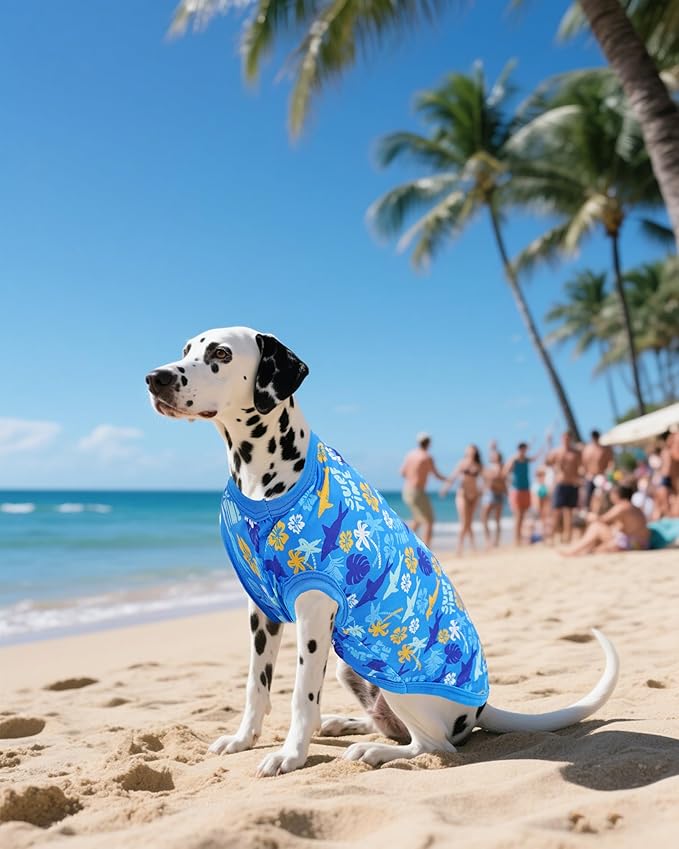 PET SHOW 4 Pack Dog Hawaiian Shirts for Large Dogs UPF 50+ UV Sun Protection Summer Cool Clothes Tank Top Floral Dog T-Shirts Pet Holiday Party Sleeveless Vest Boy Girl(XXX-Large)