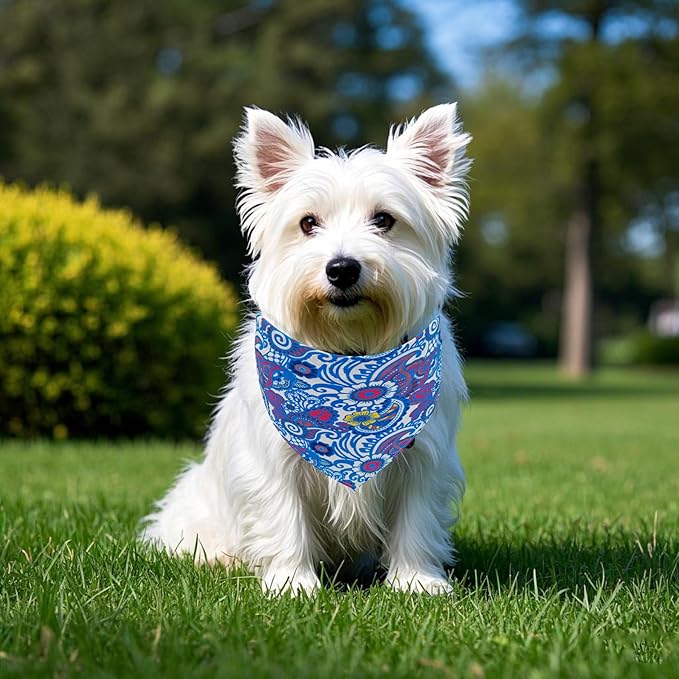 7 PCS Paisley Dog Bandanas for Small Dogs Kittens 18 Inch Polyester Dog Bandanas for Puppy Doggy XS Scarves Party Grooming S