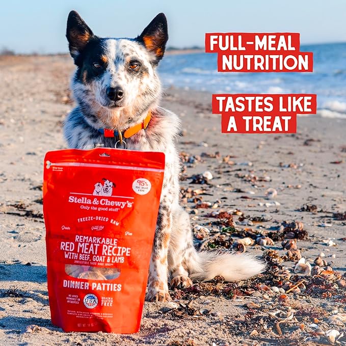 Stella & Chewy's Freeze-Dried Raw Dinner Patties - Remarkable Red Meat Blend - High Protein Grain-Free Puppy & Dog Food - Perfect For Picky Eaters - 14 oz