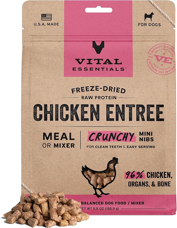 Vital Essentials® Freeze-Dried Raw Chicken Entree & Mixer Dog Food Crunchy Mini Nibs, 5.5 oz