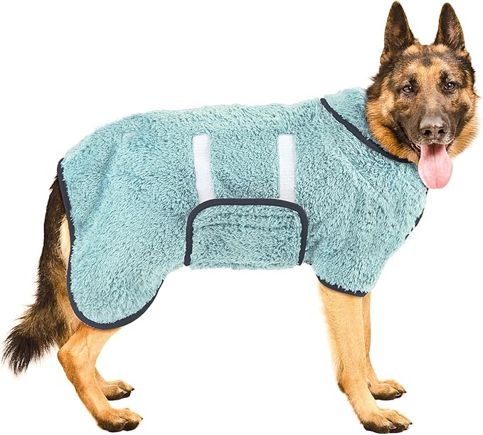 Bienbee Dog Bathrobe, Quick Drying Super Absorbent Dog Robes for After Bath, Warm Keeping Dogs Towel, Dogs Bath Supplies, Light Green XXL