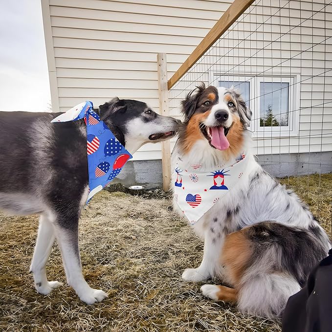 Vehomy 3-Pack Independence Day Dog Bandana 4th of July Puppy Bandanas Reversible Pet Bandanas Stars Stripes Flag Dog Scarfs Cat Triangular Bibs Pet Scarves for Small Medium Large Dogs XL