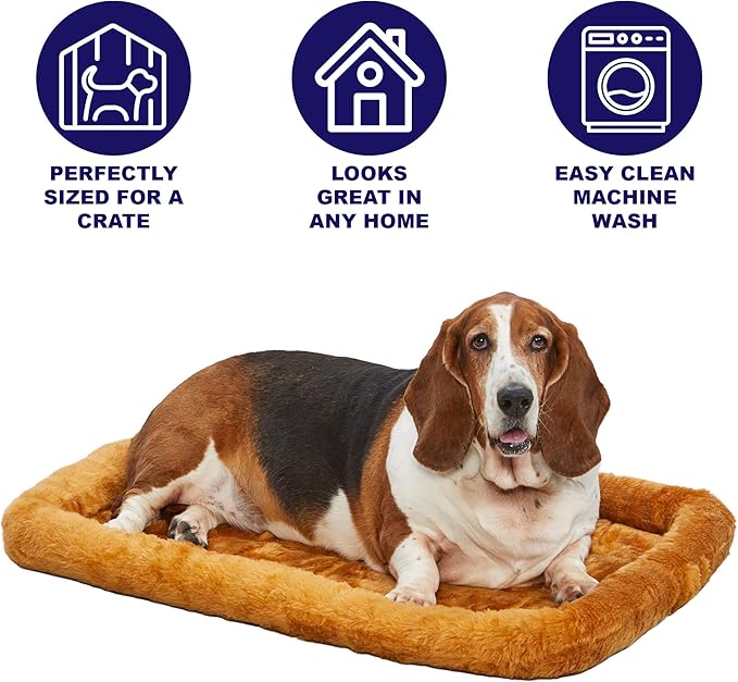 MidWest Homes for Pets Bolster Dog Bed 48L-Inch Cinnamon Dog Bed w/Comfortable Bolster | Ideal for Extra Large Dog Breeds & Fits a 48-Inch Dog Crate | Easy Maintenance Machine Wash & Dry