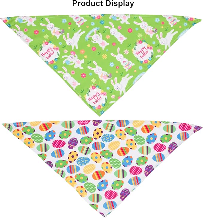 ADOGGYGO 4 Pack Easter Dog Bandana Triangle Dog Scarf Rabbit Easter Egg Pattern Pet Bandana for Small Dogs Pets (Small)