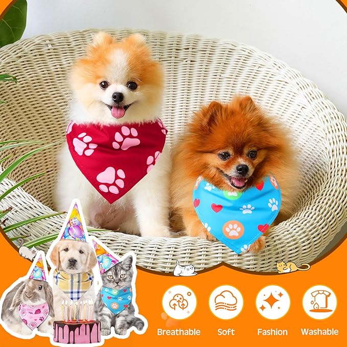 120 Packs Dog Bandanas Bulk Summer Pet Bandanas for Dogs Hawaiian Pet Scarf Bibs Adjustable Washable Kerchief for Large Medieum Small Pet Costume Accessories(Rustic Style)