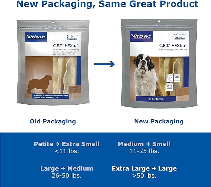 Virbac C.E.T. HEXtra Premium Dental Dog Chews XLarge 51 & Up lb 30 Count