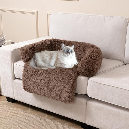 Dogs/Cats Bed Mats, Couch Cover for Dogs, Sofa Style Luxurious Mat for Pets, Waterproof Lining and Nonskid Bottom Perfect on Dog Crate, Cat Cage or in The Car. (Desert Brown, M)