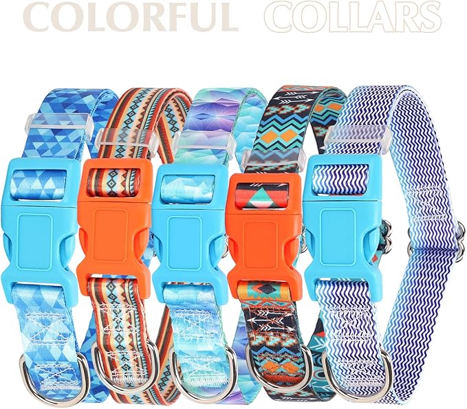 Dog Collar for Large Dogs, Orange Dog Collar with Tribal Ethnic Aztec Patterns, Adjustable Safety Nylon Dog Collars Buckle Collar for Small Medium Large Boy Girl Dogs (XL)