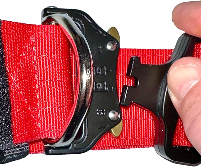 Tactical Dog Collar 2 Inch Wide Thick Heavy Duty Military Style with Metal Buckle, Adjustable for Medium - Large Breeds, Durable K9 Training Gear with Patch Area, USA Flag Patch, Strong and Secure Fit