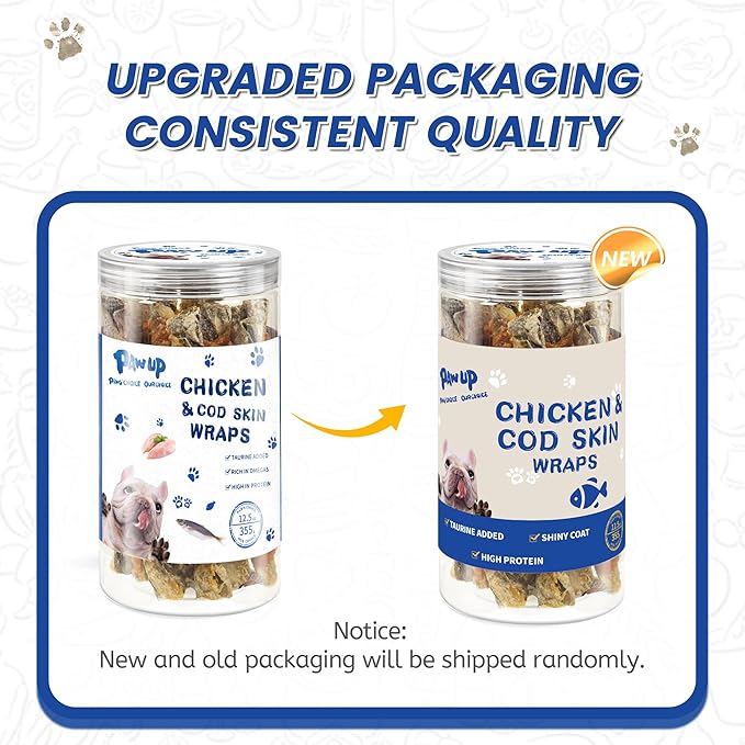 Dog Treat Chicken Wrapped Cod Skins, Training Treat for Small Dog, Healthy Chews w/Taurine, High Protein and Omega3, 12.5 oz