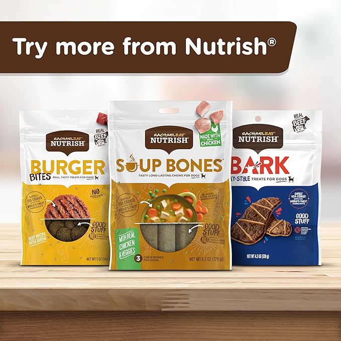 Nutrish Rachael Ray Soup Bones Minis Dog Chews with Real Chicken & Veggies, 8 Chews, 6.3 oz Pouch (Pack of 7)