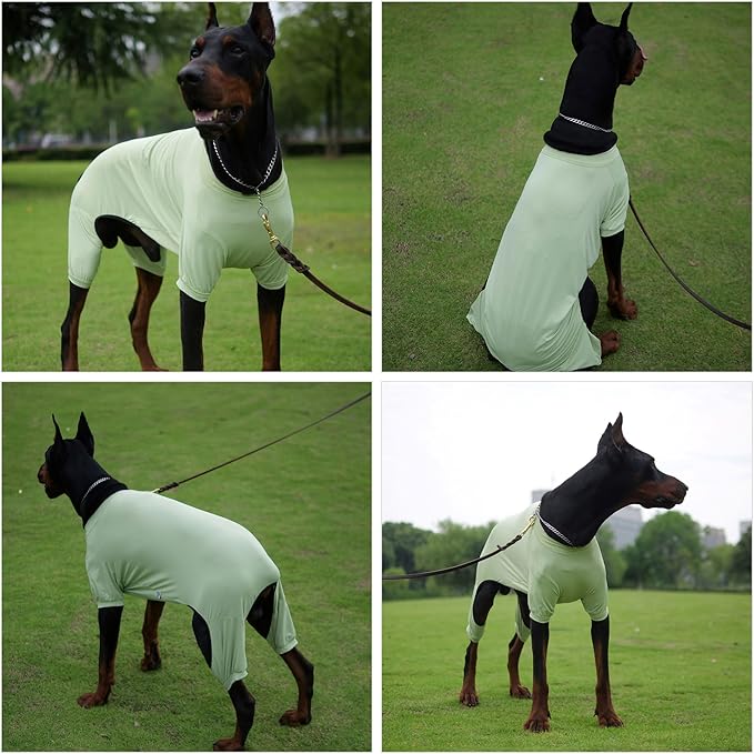 LoveLongLong Dog Jumpsuit with UV Protection and Quick-Dry Fabric for Spring Summer Pet Pajamas Light Green 3XL