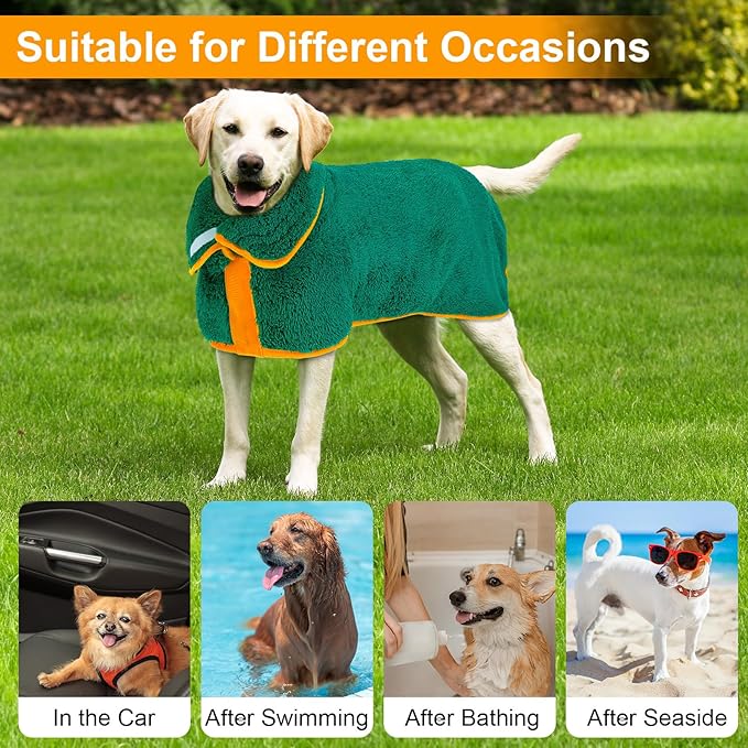 Super Absorbent PetGear Dog Bathrobe for Drying Dogs - Soft Dog Towel Coat - Warner Bros Adjustable Drying Coat for After Bath - S-XXL