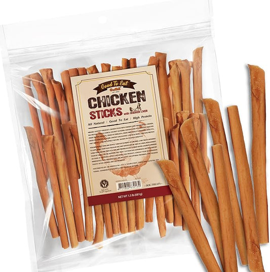 Gootoe Chicken Dog Treats – Chicken Sticks with Chicken Liver 1.5 lb – All Natural, Hypoallergenic & Grain-Free, Low Fat, Premium Training Chews, Healthy & Easily Digestible, Resealable Bag