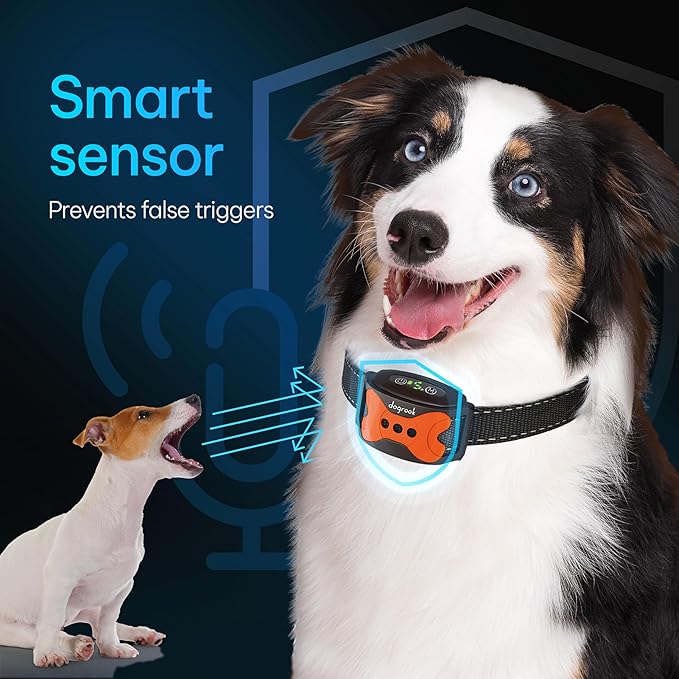 DogRook Dog Bark Collar - Rechargeable Smart Anti Barking Collar for Dogs - Waterproof No Shock Bark Collar for Small/Medium/Large Dogs - Anti Bark Collar for Dogs with 5 Sensitivity Levels