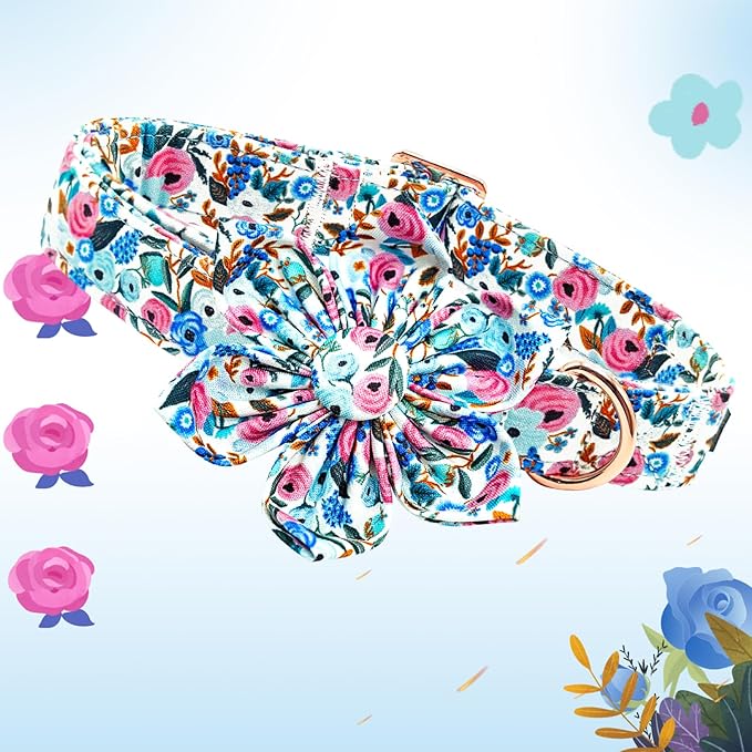 Lionheart Glory Floral Dog Collar - Soft, Durable & Adjustable for Medium Dogs