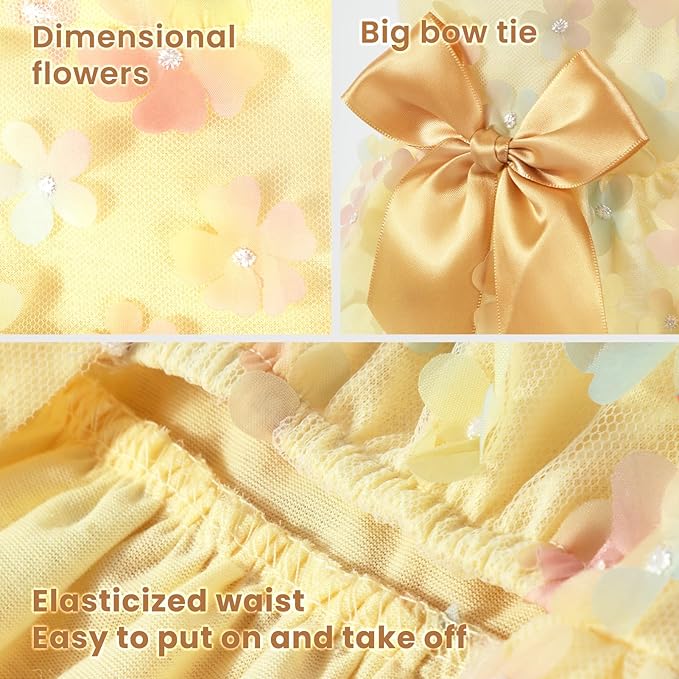 Laifug Dog Dress Puppy Print Princess Dog Dress Cute Party Wear (Yellow, M)