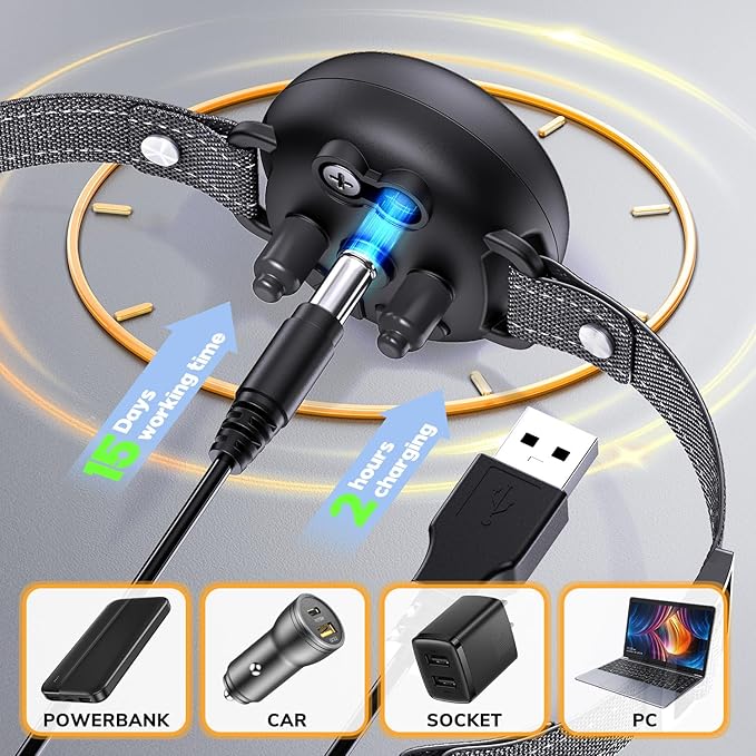 Bark Collar for Large Dog & Medium Dogs, Birkhey Dog Bark Collar, Rechargeable Automatic Bark Shock Collar, Anti Barking Collar with Beep Vibrating Shock, 5 Sensitivity for Barking Control & Training