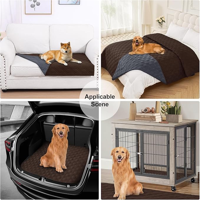 Smiry Waterproof Dog Blanket, 68x82 Inch Soft Pet Bed Cover Reversible, Washable Sofa Couch Furniture Protector for Small Medium Large Dog Puppy Cat, Chocolate/Dark Grey