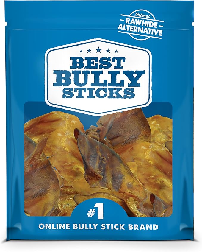 Best Bully Sticks Pig Ears - 25 Count (Pack of 1) - All Natural, USA Baked and Packed, Single Ingredient, Easily Digestible 100% Pork Chew Treat - Puppies, Small, Medium, Large Dogs