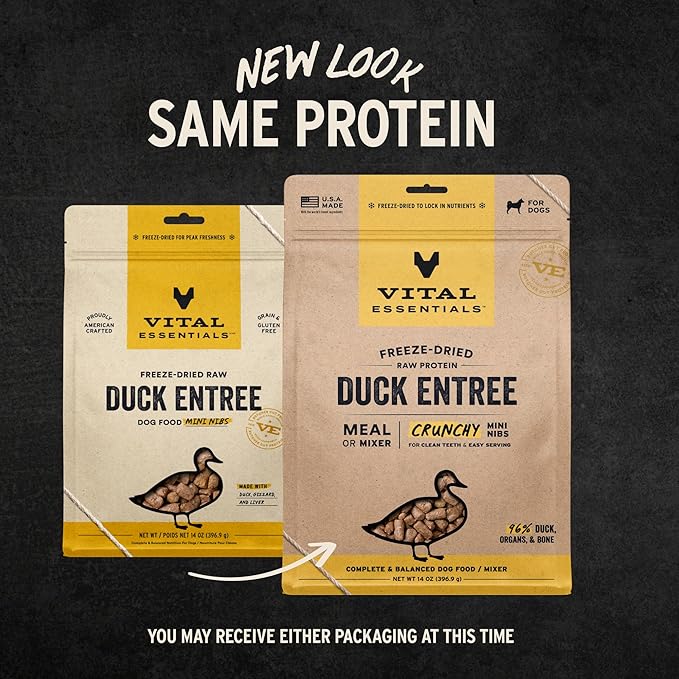 Vital Essentials® Freeze-Dried Raw Duck Entree & Mixer Dog Food Crunchy Mini Nibs, 14 oz