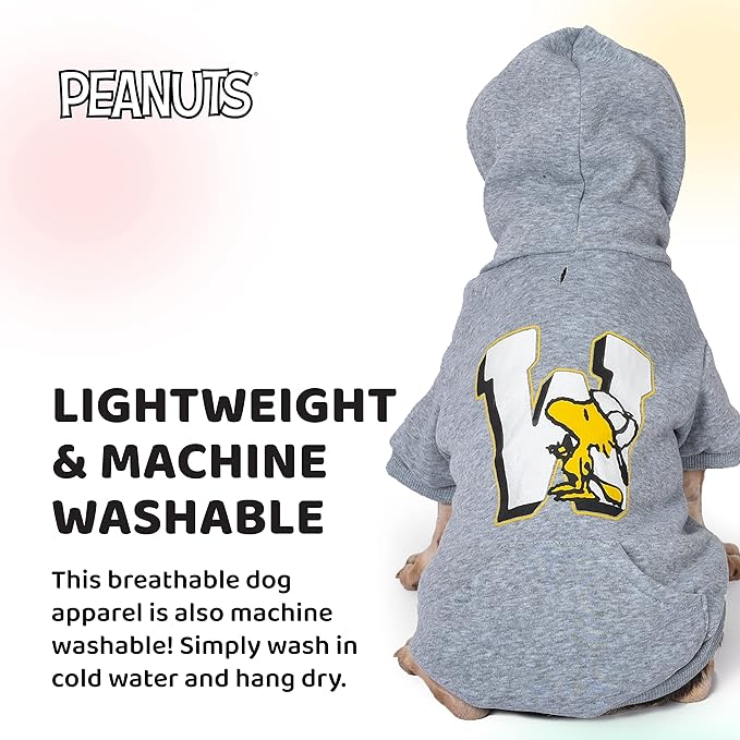 Woodstock Collegiate Dog Hoodie Sweater, Large, Soft and Comfortable Apparel Clothing Shirt for Large Dogs, Grey