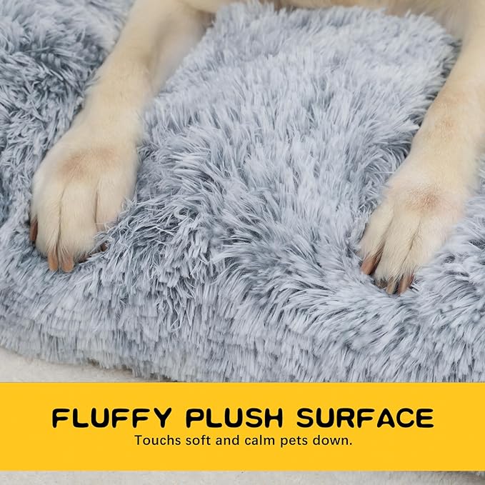 XXL Dog Bed Crate Pad Mat for Cages Washable Bed for Extra Large Size Dog Soft Kennel Pad Anti-Slip Pet Bed,48" x 29",Grey
