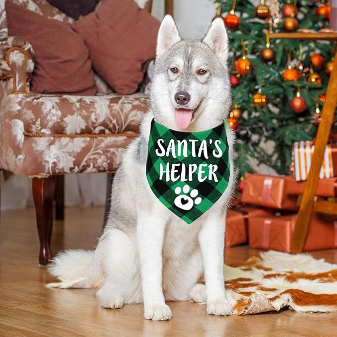 STMK 4 Pack Holiday Dog Bandanas, Halloween Thanksgiving Day Christmas Dog Bandanas for Large Dogs Costumes (Large)