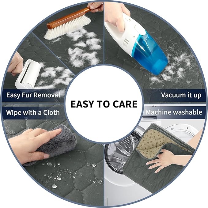 PureFit 100% Waterproof and Anti-Slip Dog Bed Cover, Washable Pet Blanket, Stain Resistant Sofa Couch Furniture Protector Cover for Kids, Dog, Cat (82x82 Inch, Dark Grey)