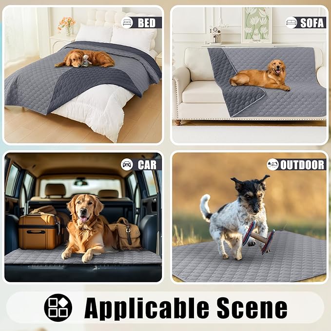 Smiry Waterproof Dog Bed Cover Blanket, Soft Reversible Pet Blanket, Washable Leakproof Cats Dogs Couch Cover for Sofa, Couch, Furniture (82x82 Inch, Grey/Dark Grey)