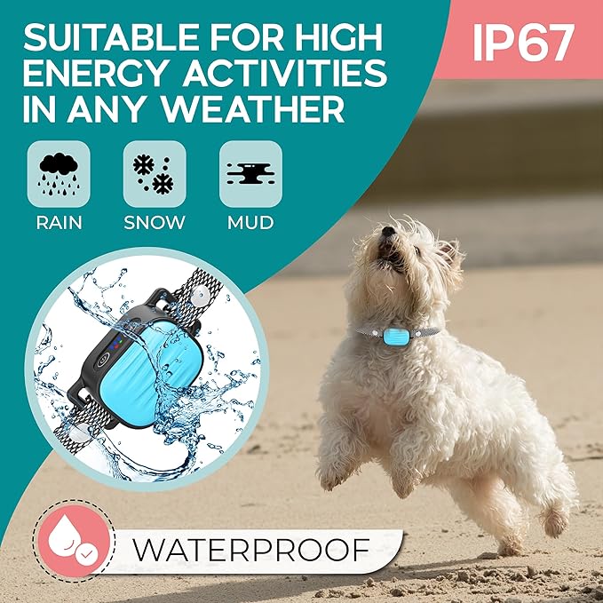 Bark Collar for Small/Medium Dogs, No Shock Anti Bark Collar, Rechargeable Anti Barking Collar w/2 Vibration & Beep Modes, Waterproof Shockless Smart Dog Stop Barking Control Device (Blue)